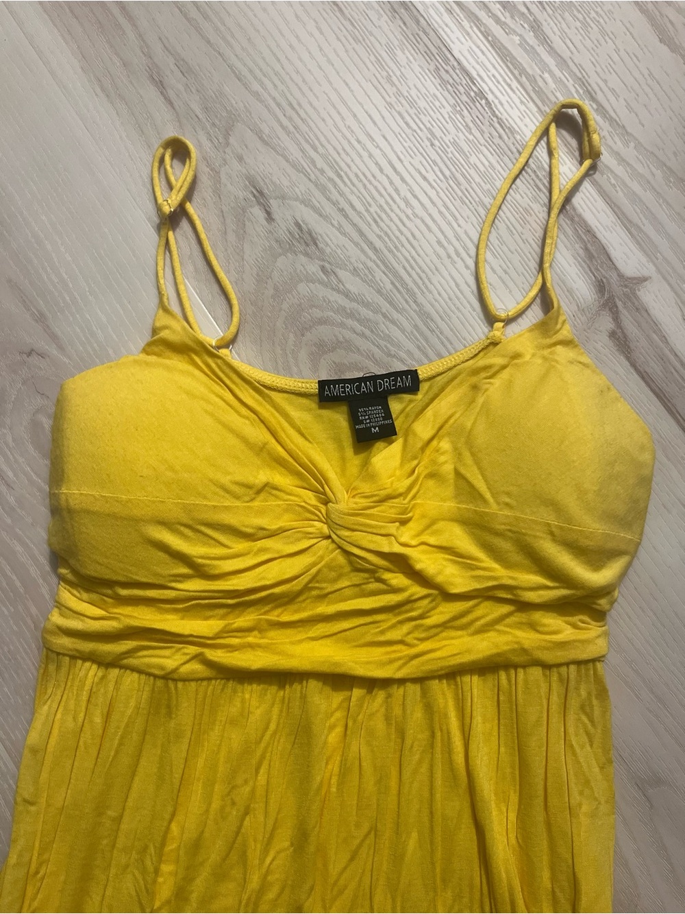 American Dream Yellow Twist-Front Spaghetti Strap Top